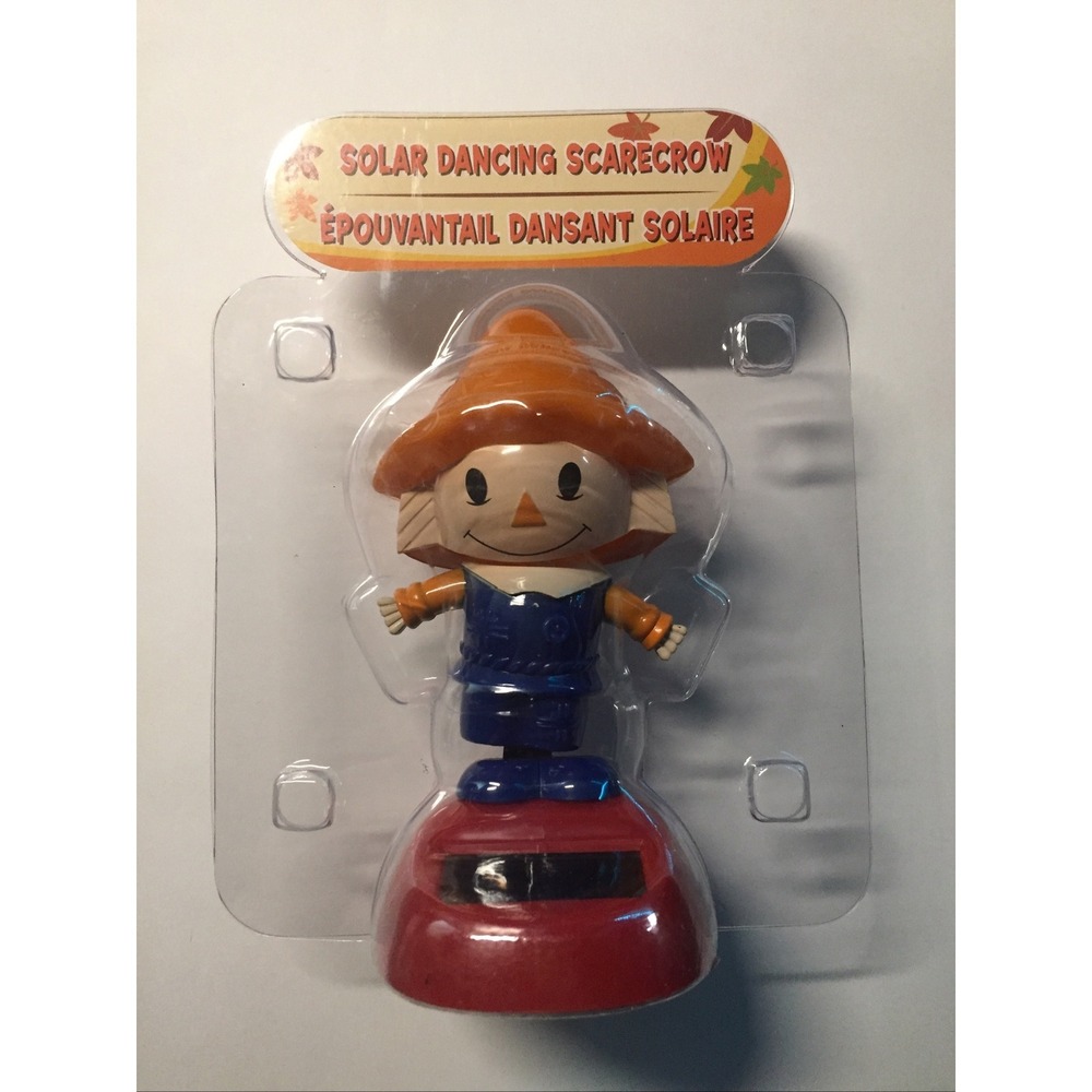 NEW Solar‎ Powered Dancer Thanksgiving Fall Scarecrow Bobble Head Sun Catcher!